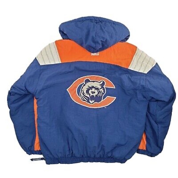 Vintage 90s Starter Chicago Bears Pullover Hoody 1/2 Zip Jacket Large NFL - Picture 2 of 5